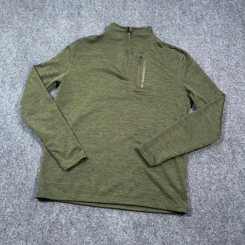 Dux Waterfowl Co 1/4 Zip Pullover Mens Sm Waffle Fleece Duck Hunting Flair Green